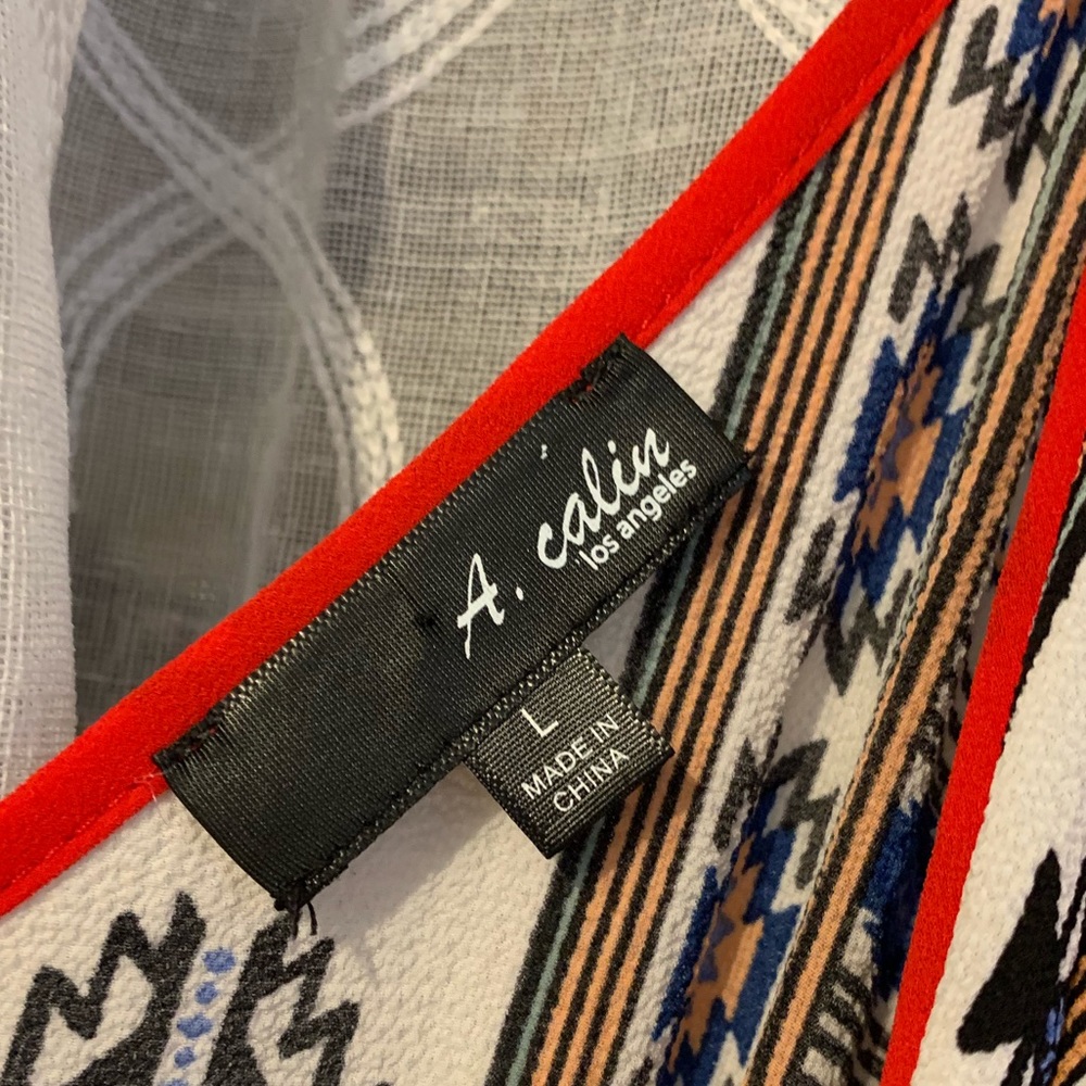 Patterned Blue, Red, And White Dress - image 3